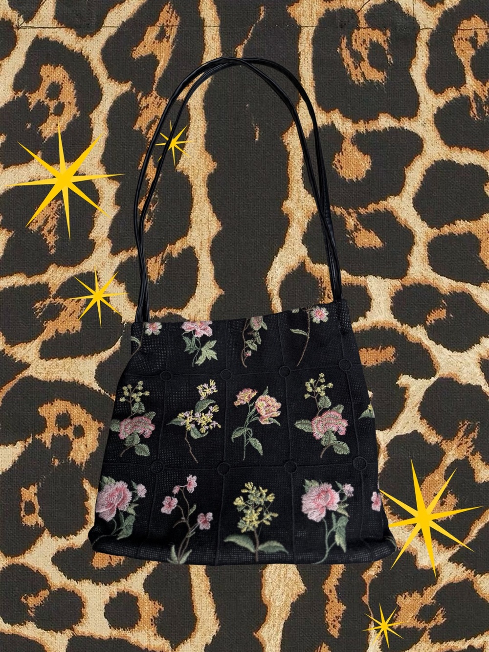 Women’s Black Floral Embroidered Messenger Shoulder Bag | Excellent Condition - Picture 2 of 3